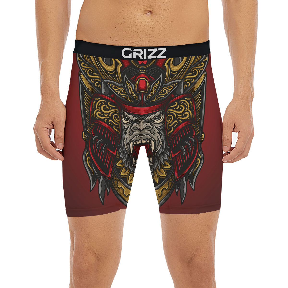 Red Gorilla Samurai Print Boxer Briefs-grizzshop