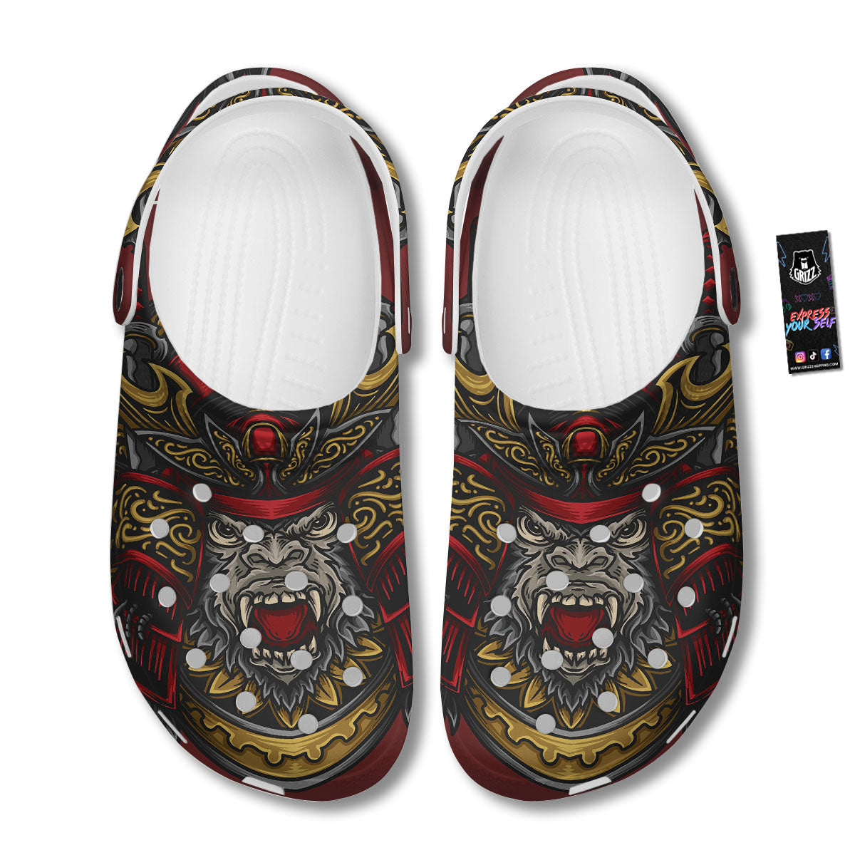 Red Gorilla Samurai Print Clog-grizzshop
