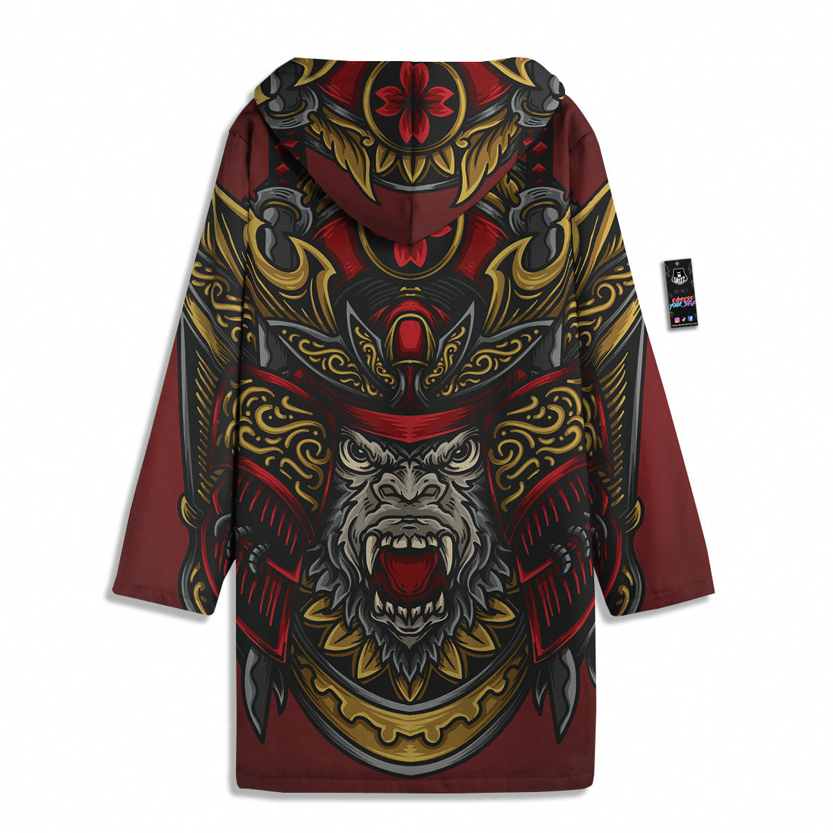 Red Gorilla Samurai Print Men's Windbreaker Jacket-grizzshop