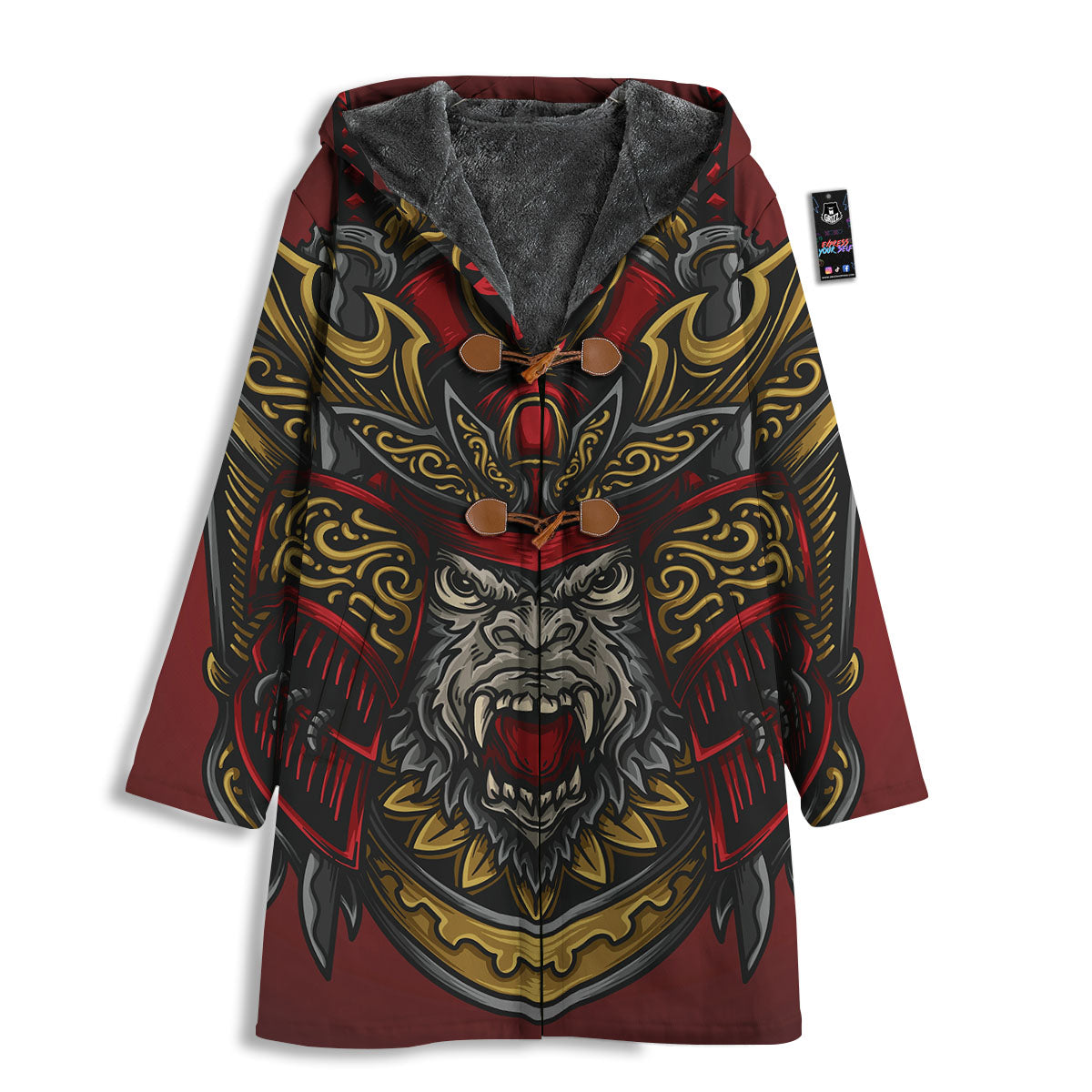Red Gorilla Samurai Print Men's Windbreaker Jacket-grizzshop