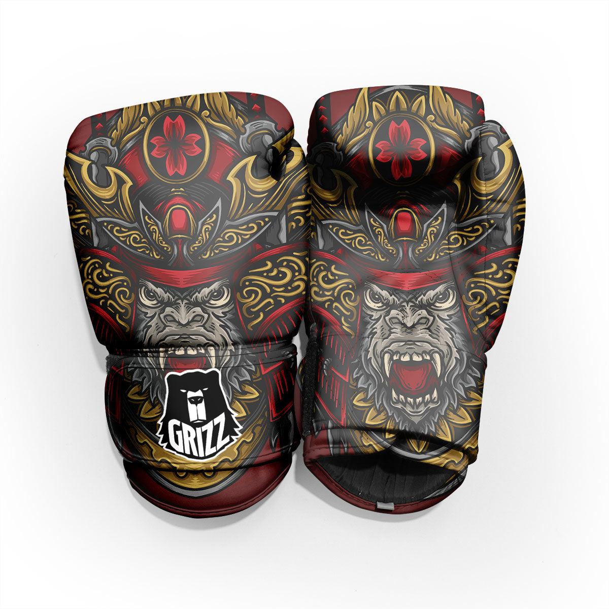Red Gorilla Samurai Print Pro Boxing Glove