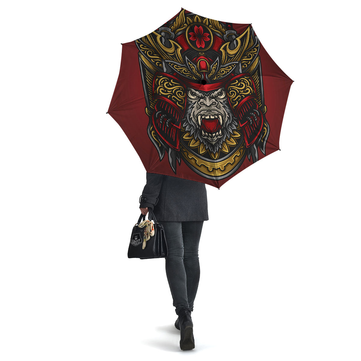 Red Gorilla Samurai Print Umbrella-grizzshop