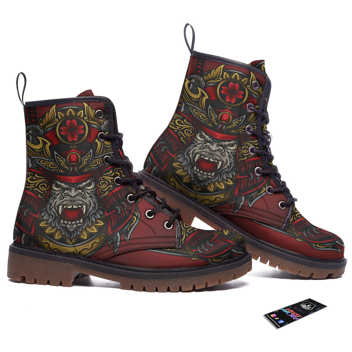 Red Gorilla Samurai Print Work Boots-grizzshop