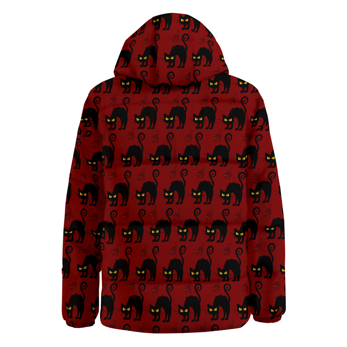 Red Halloween Cat Print Pattern Down Jacket-grizzshop