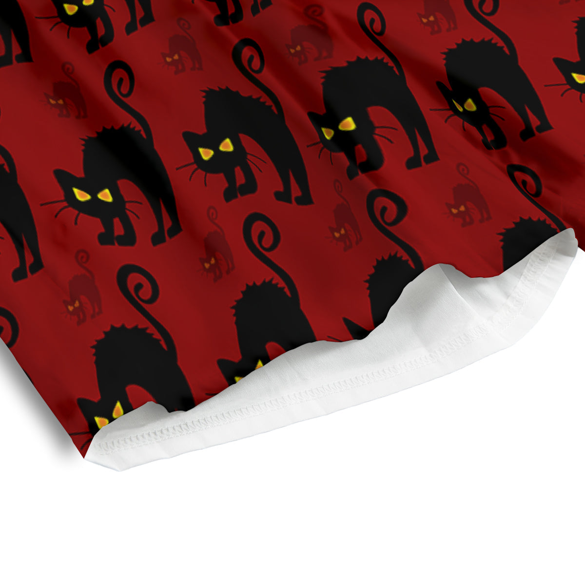 Red Halloween Cat Print Pattern Men's Athletic Shorts