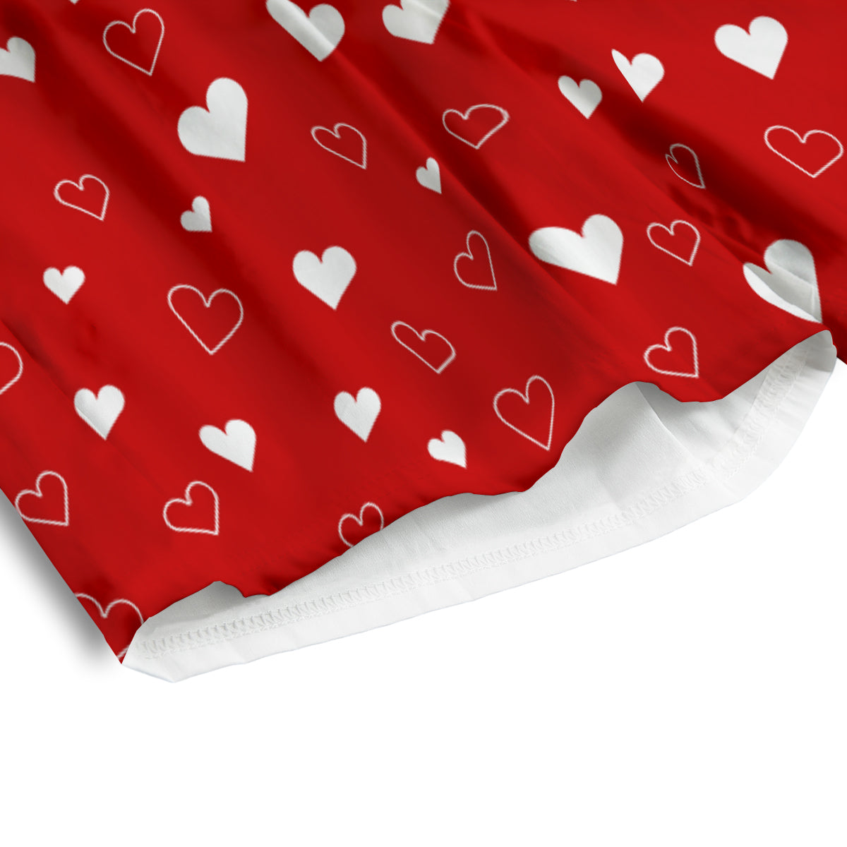 Red Heart And White Print Pattern Men's Athletic Shorts