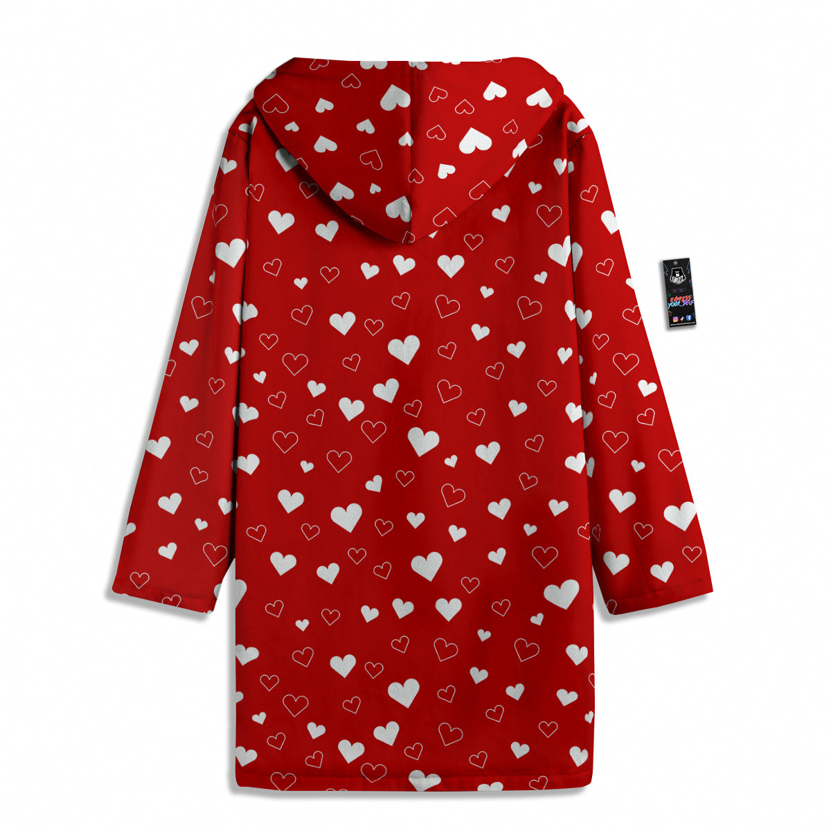 Red Heart And White Print Pattern Men's Windbreaker Jacket-grizzshop