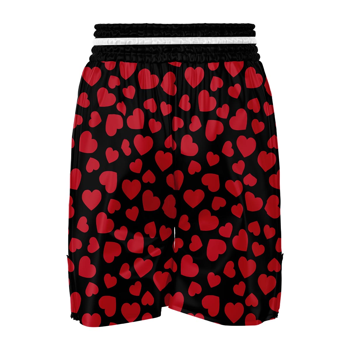 Red Heart Pattern Print Boxing Shorts-grizzshop
