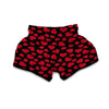 Red Heart Pattern Print Muay Thai Boxing Shorts-grizzshop