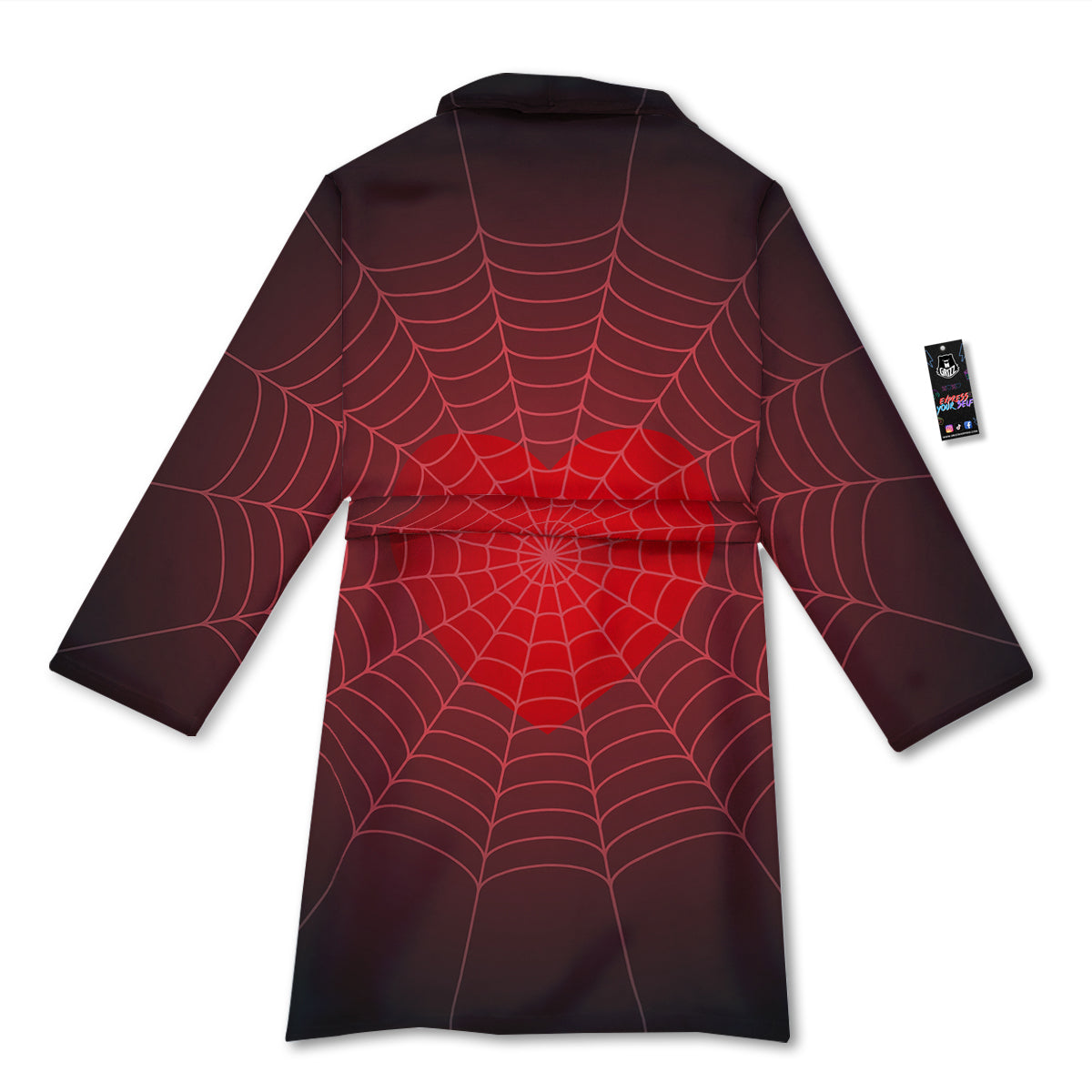 Red Heart Spider Web Print Bathrobe-grizzshop