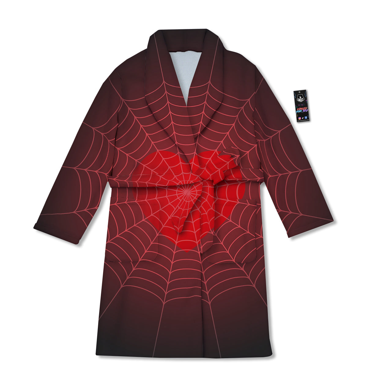 Red Heart Spider Web Print Bathrobe-grizzshop