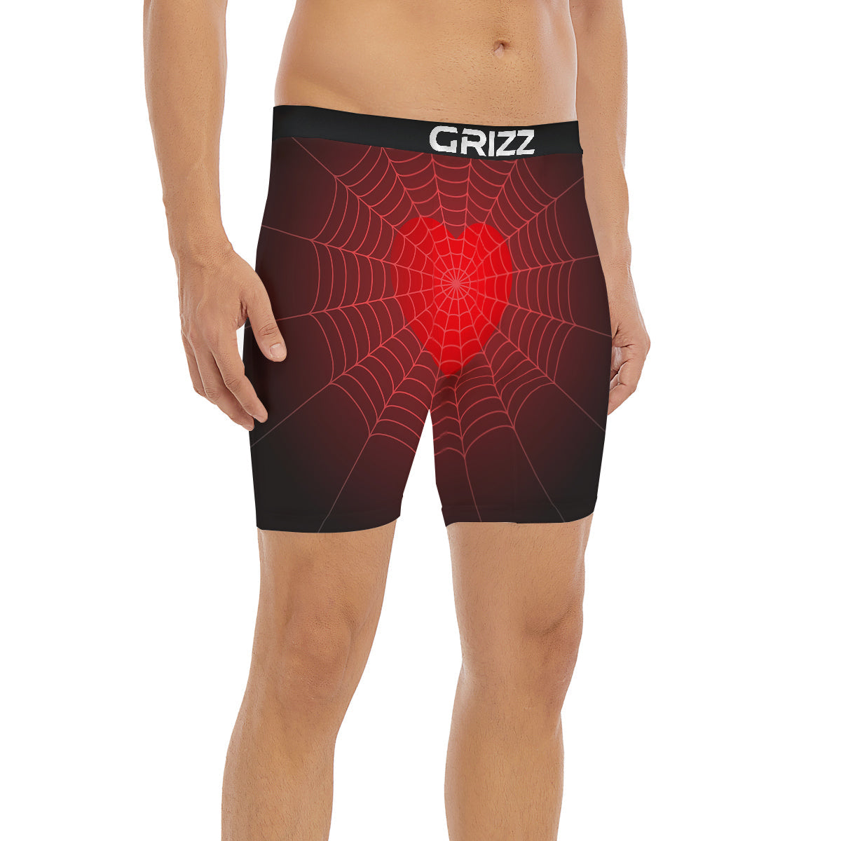 Red Heart Spider Web Print Boxer Briefs-grizzshop