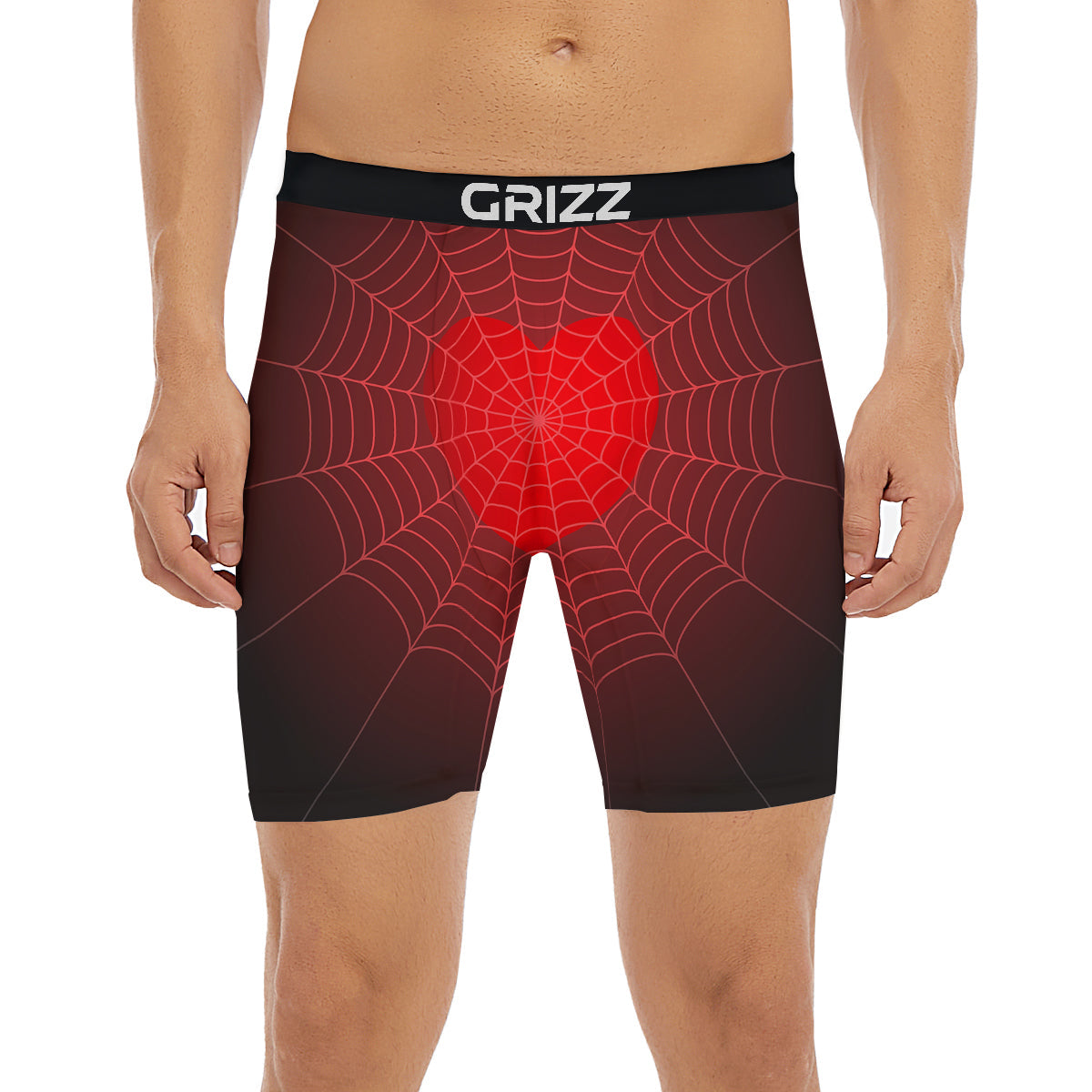 Red Heart Spider Web Print Boxer Briefs-grizzshop