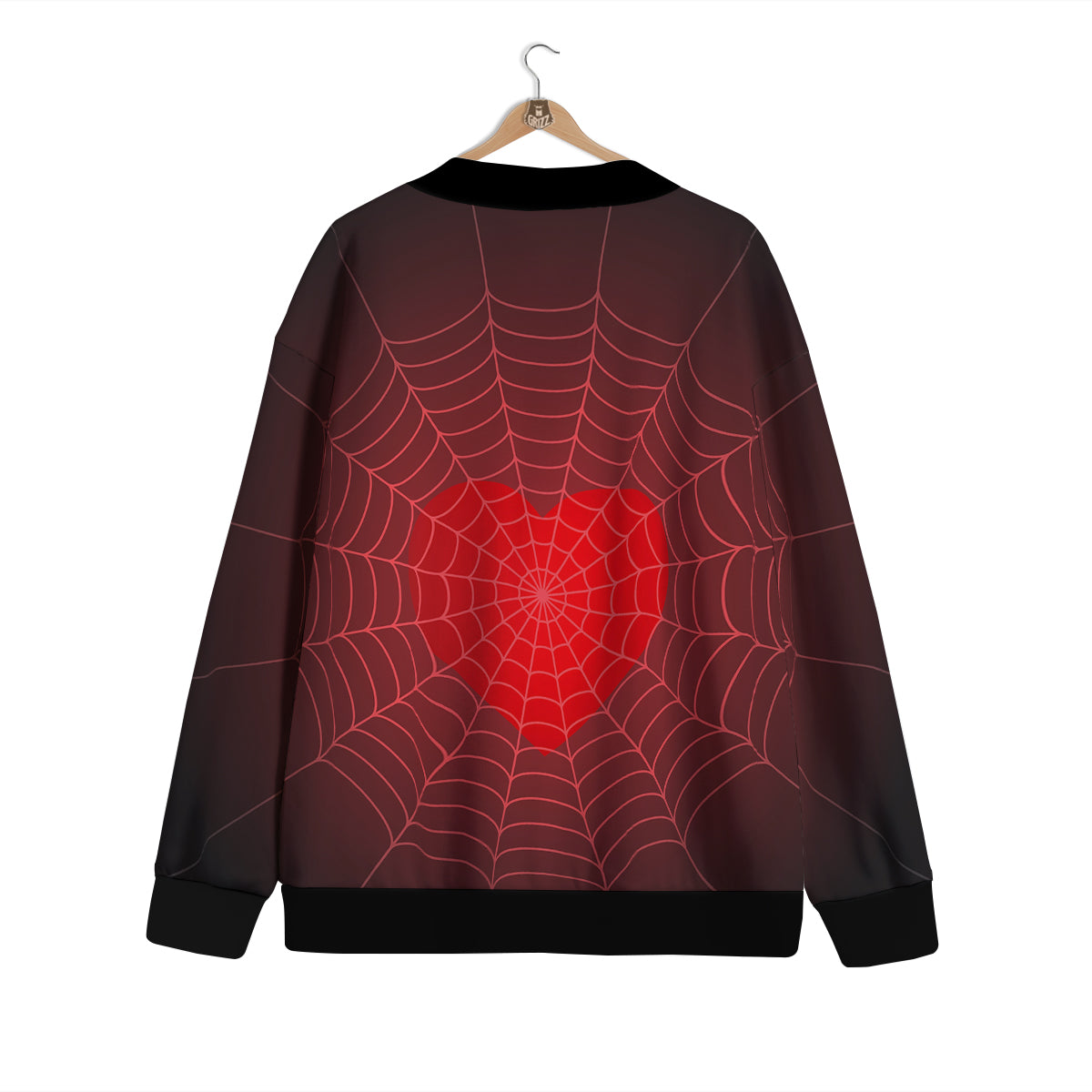Red Heart Spider Web Print Cardigan-grizzshop