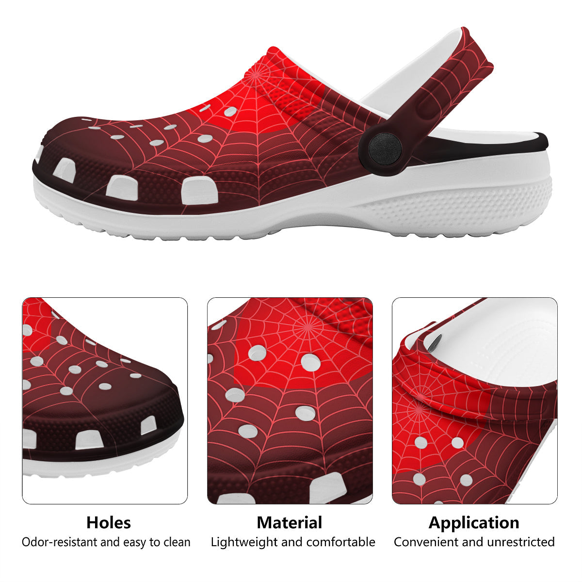 Red Heart Spider Web Print Clog-grizzshop