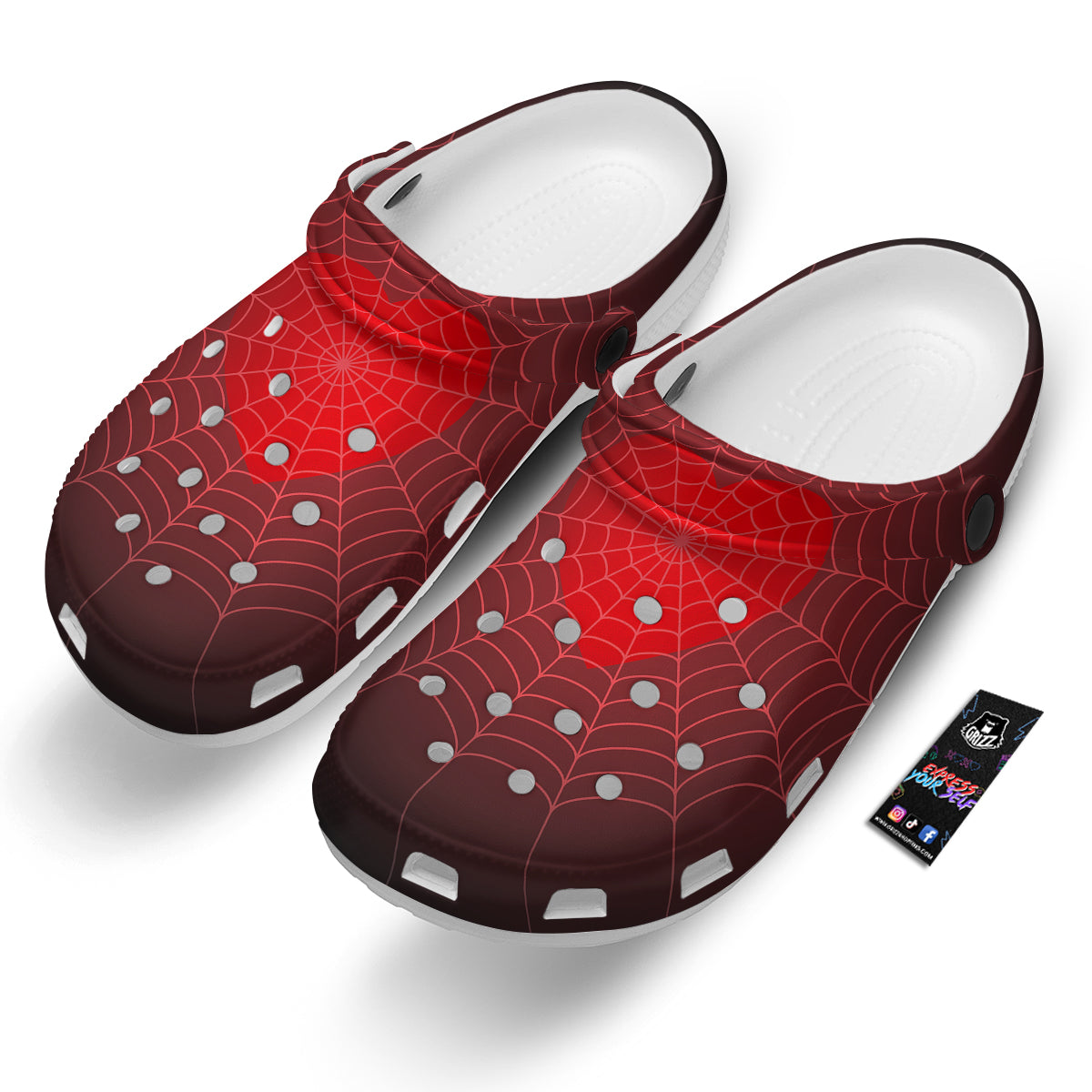 Red Heart Spider Web Print Clog-grizzshop