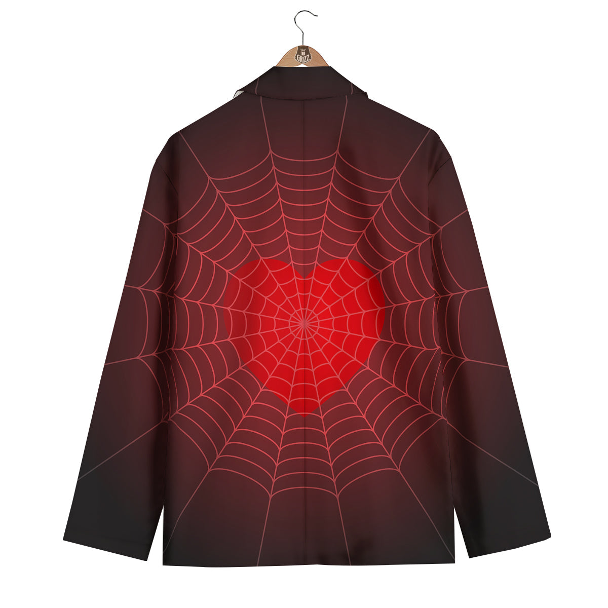 Red Heart Spider Web Print Men's Blazer-grizzshop