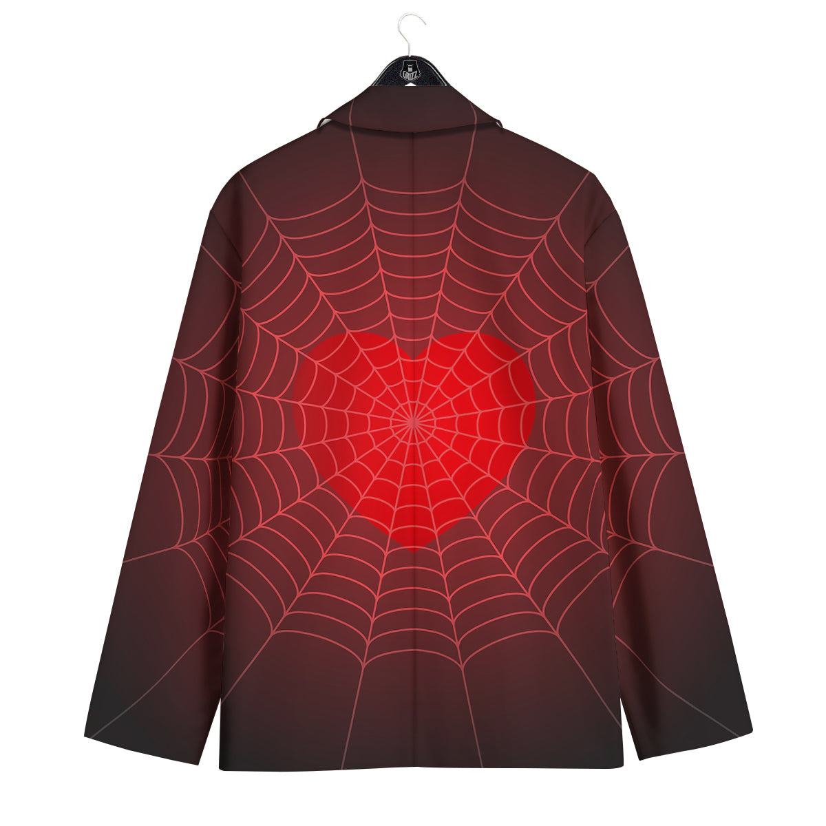 Red Heart Spider Web Print Men's Sport Coat-grizzshop