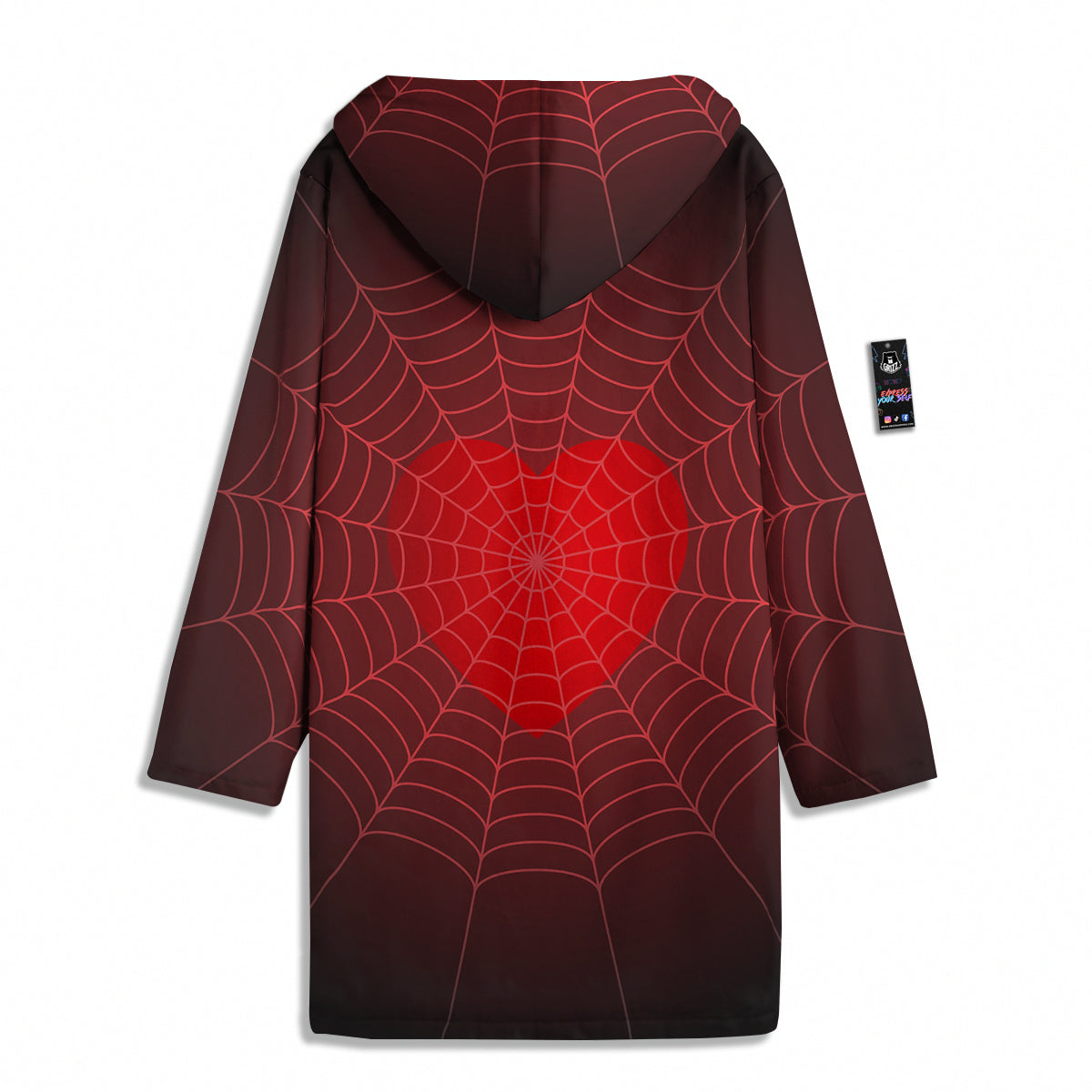 Red Heart Spider Web Print Men's Windbreaker Jacket-grizzshop