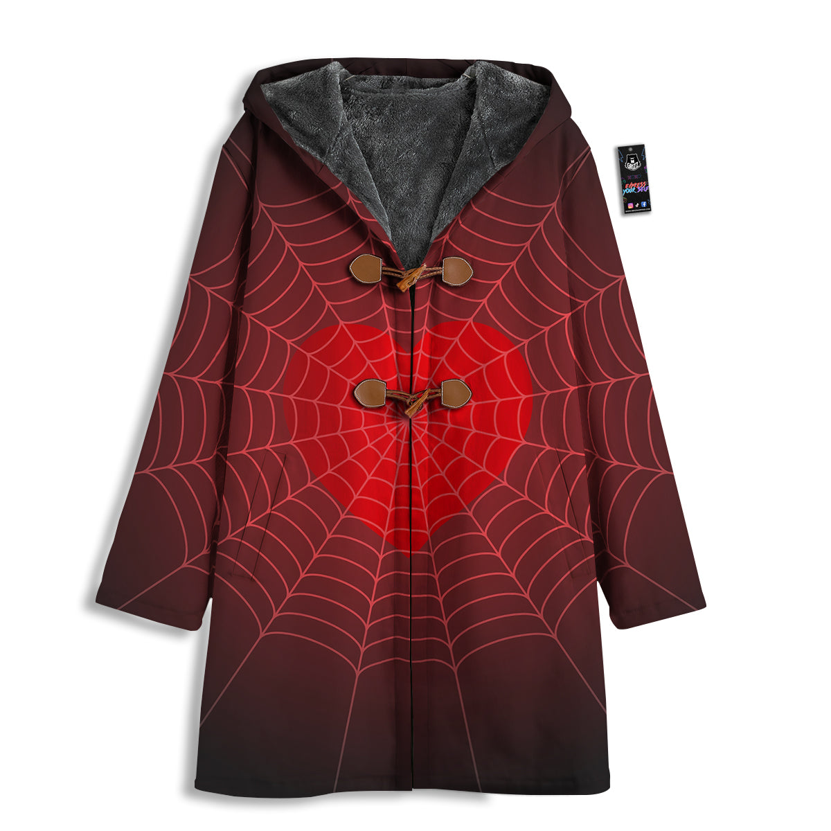 Red Heart Spider Web Print Men's Windbreaker Jacket-grizzshop