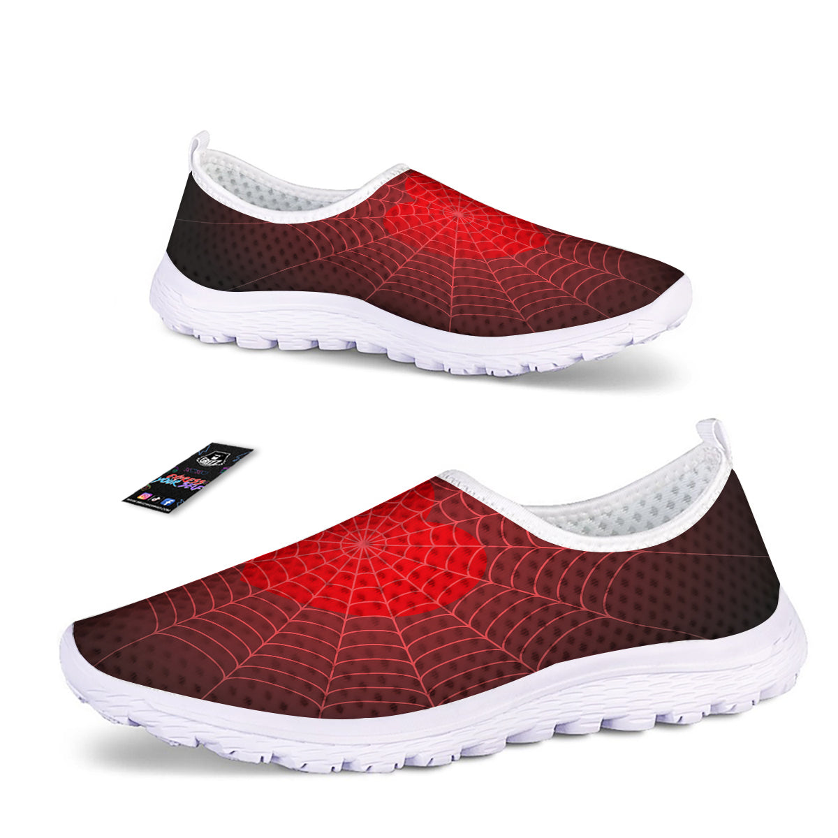 Red Heart Spider Web Print Nurse Shoes-grizzshop