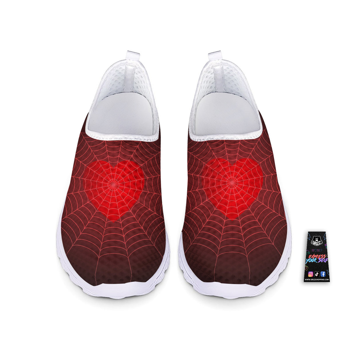 Red Heart Spider Web Print Nurse Shoes-grizzshop