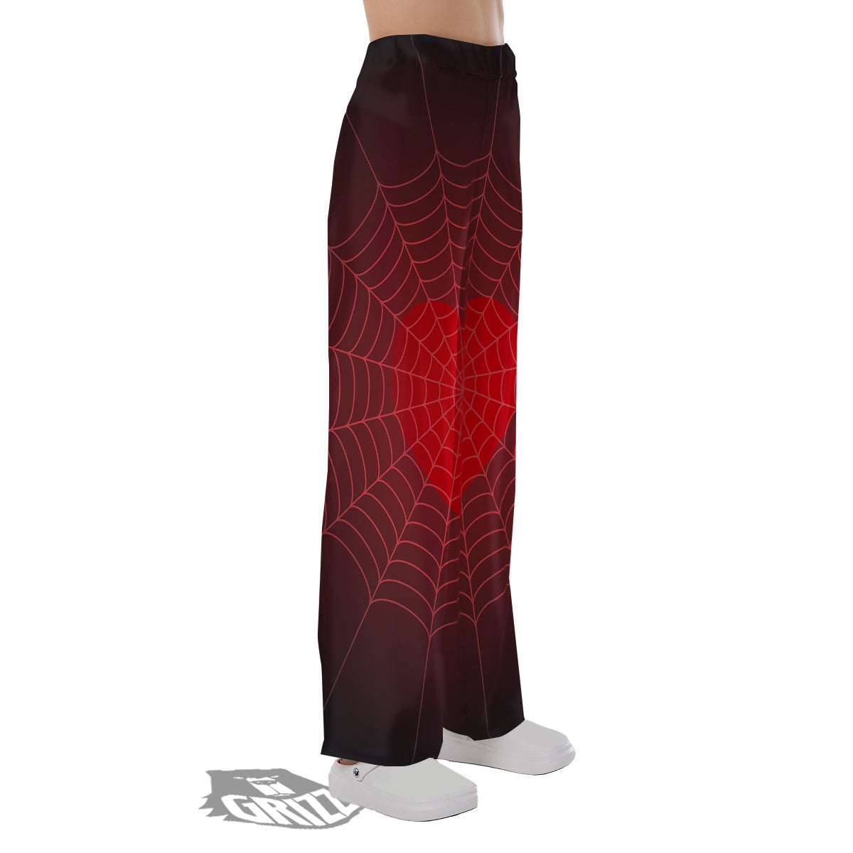Red Heart Spider Web Print Pajama Pants-grizzshop