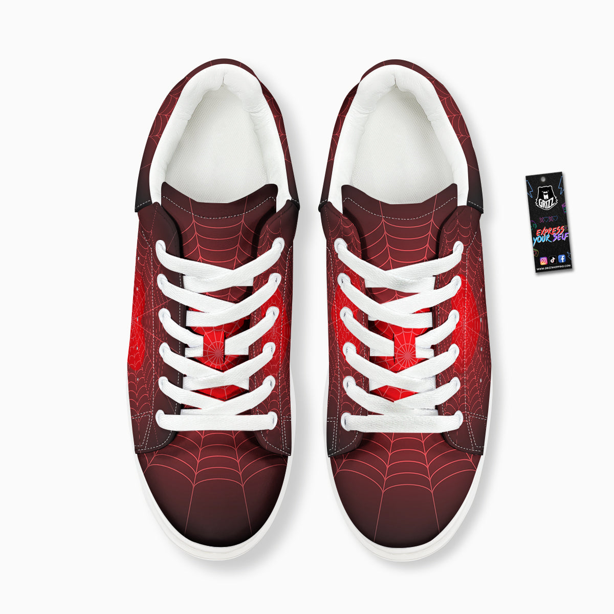 Red Heart Spider Web Print Platform Shoes-grizzshop