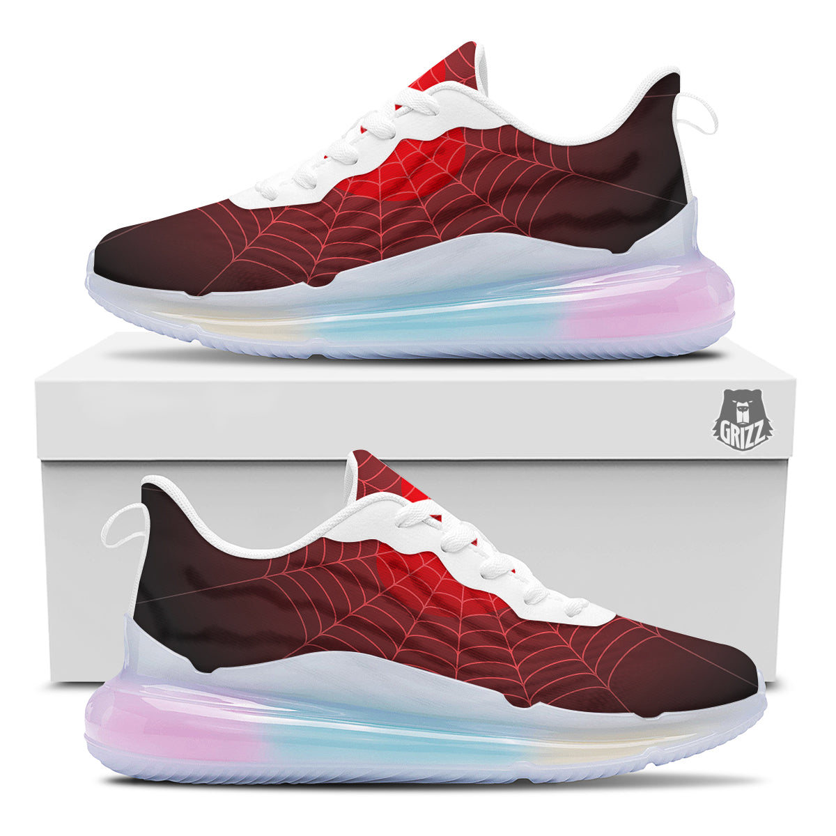 Red Heart Spider Web Print Running Sneakers-grizzshop