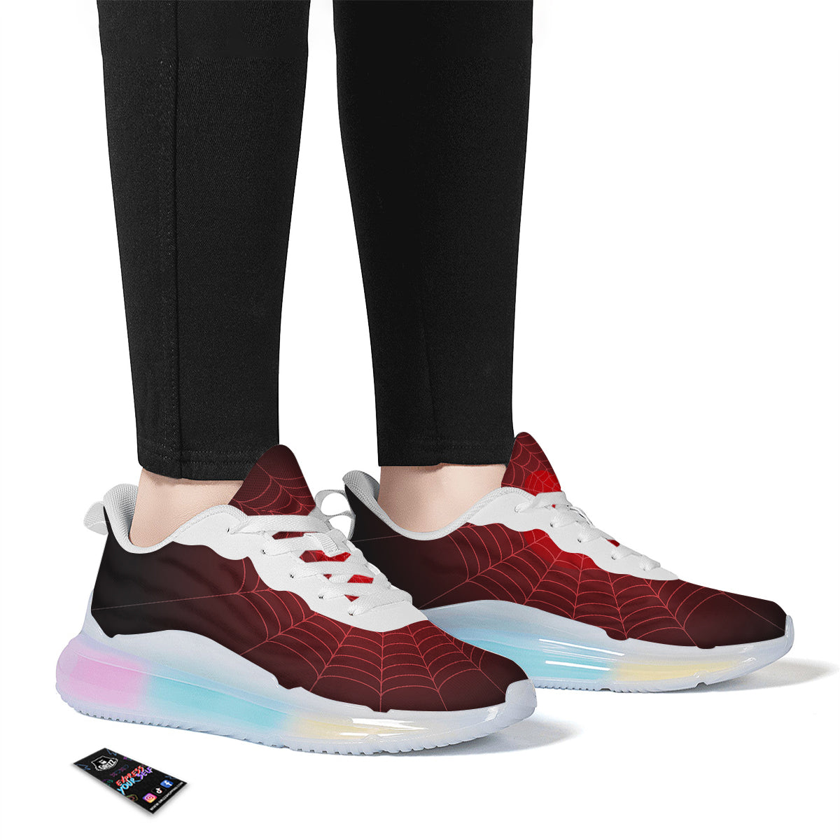 Red Heart Spider Web Print Running Sneakers-grizzshop