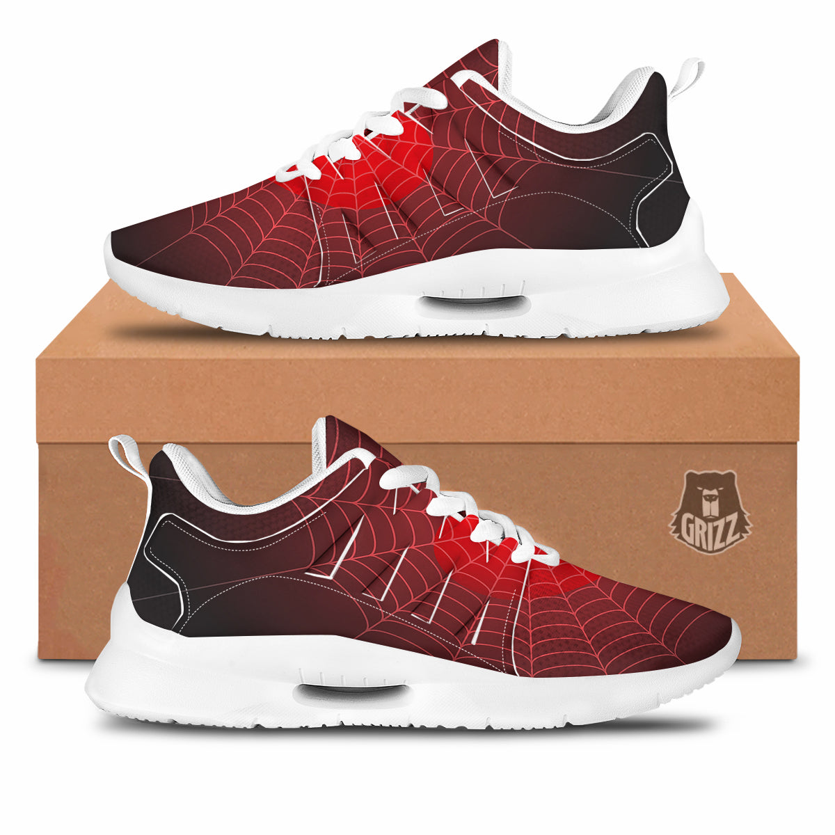 Red Heart Spider Web Print Tennis Shoes-grizzshop