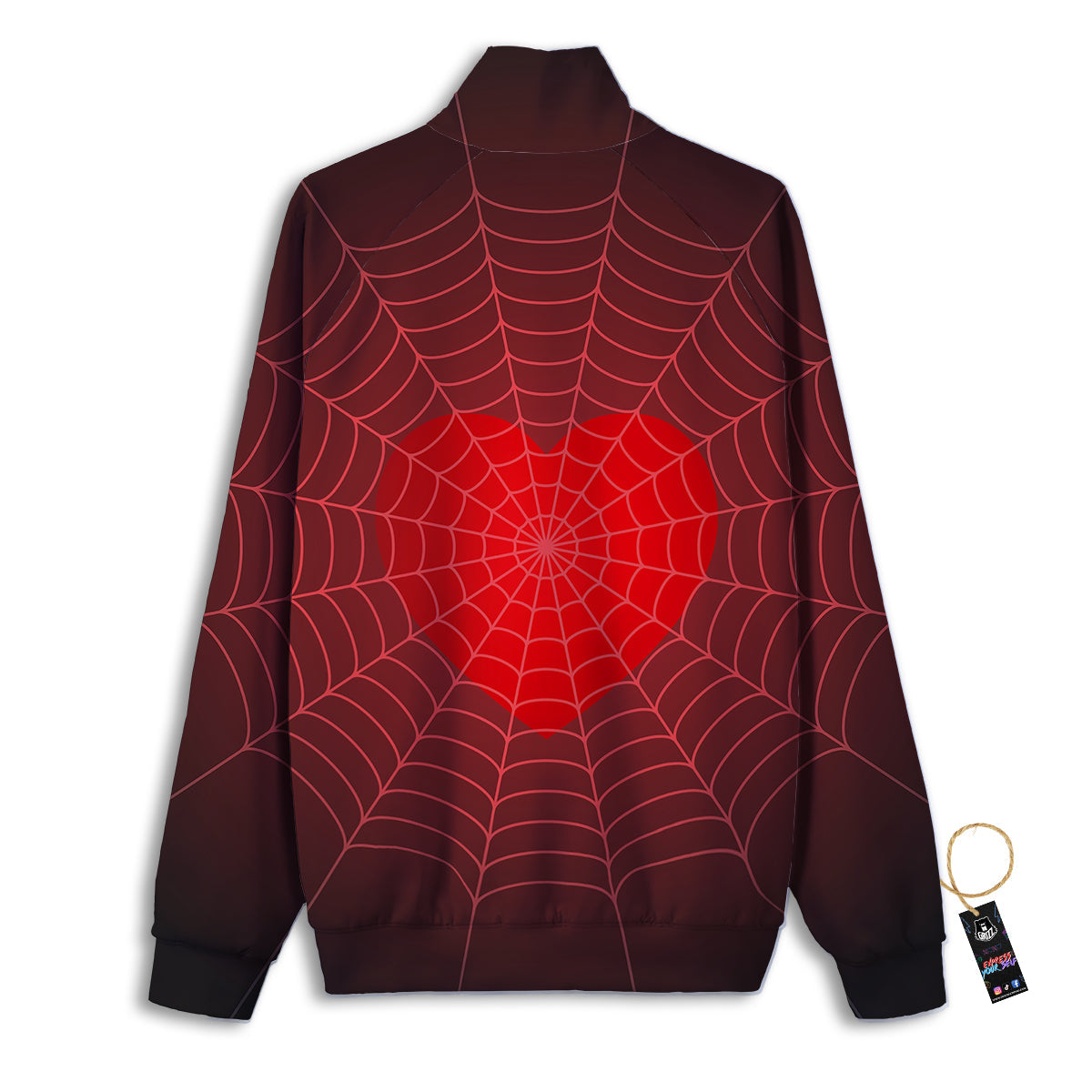 Red Heart Spider Web Print Track Jacket-grizzshop