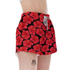 Red Hibiscus Flower Hawaiian Print Women's Shorts-grizzshop