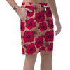 Red Hibiscus Flower Print Men's Shorts-grizzshop