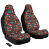 Red Japanese Characters Print Pattern Car Seat Covers-grizzshop