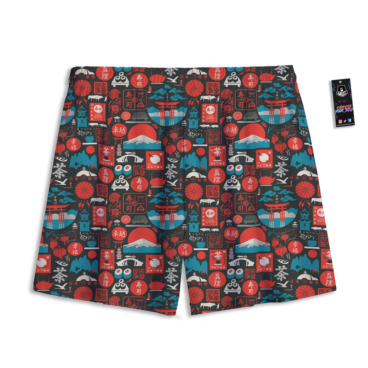 Python Snake Green Reticulated Print Mesh Shorts