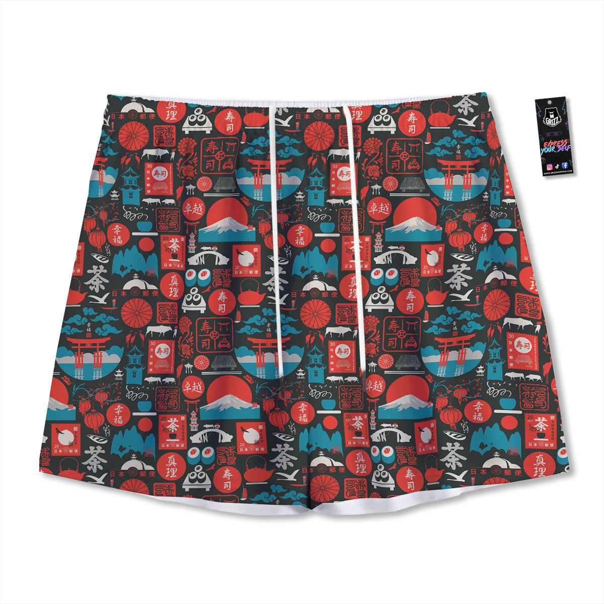 Python Snake Green Reticulated Print Mesh Shorts