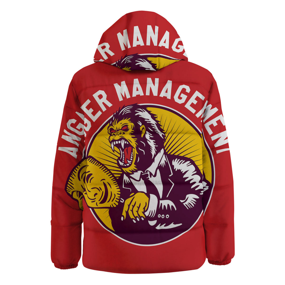 Red King Kong Gorilla Print Down Jacket-grizzshop