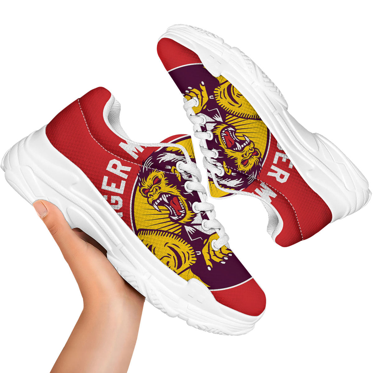 Red King Kong Gorilla Print White Chunky Shoes-grizzshop