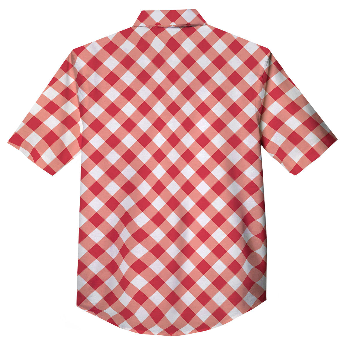 Red Lava And White Gingham Print Button Up Shirt-grizzshop