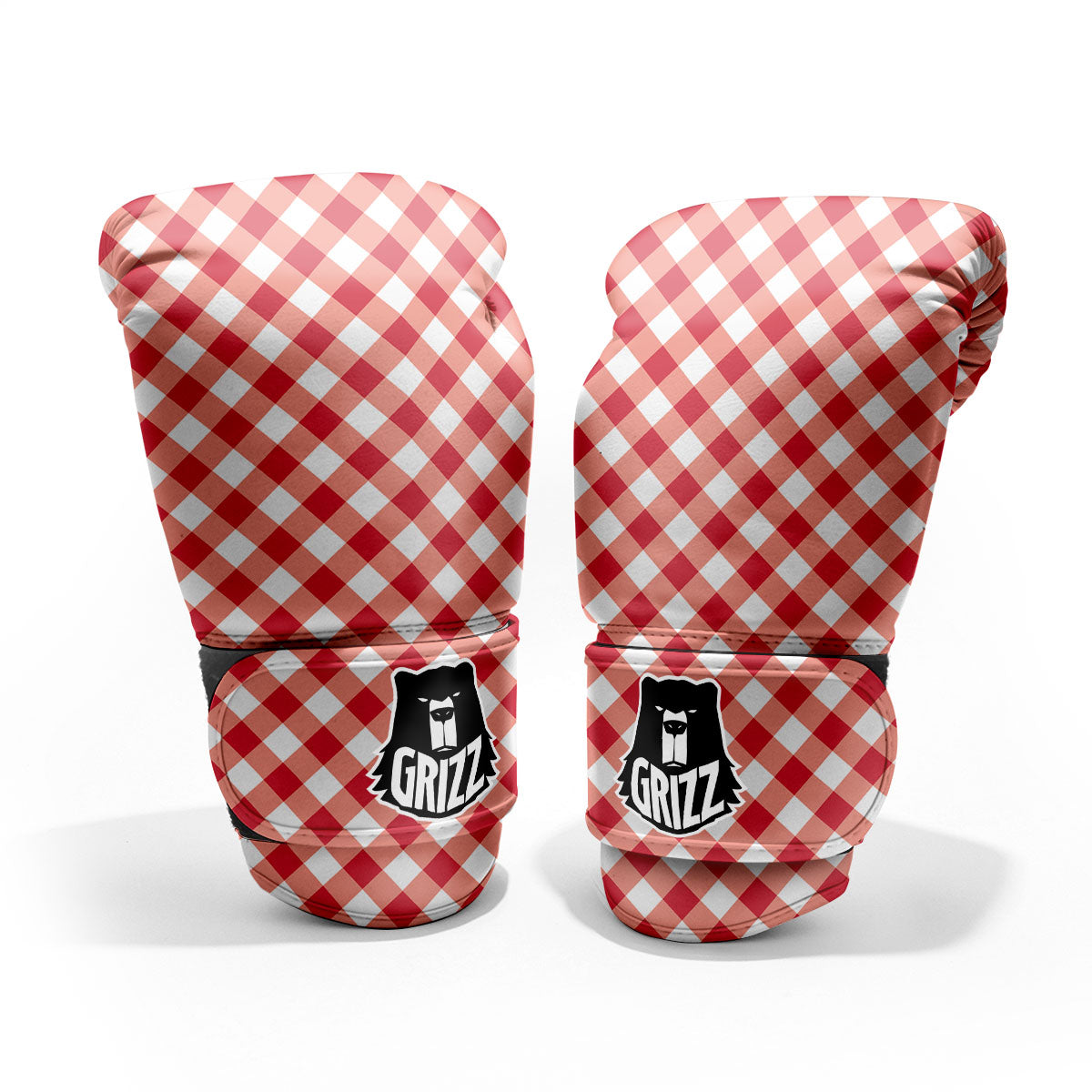 Red Lava And White Gingham Print Pro Boxing Glove
