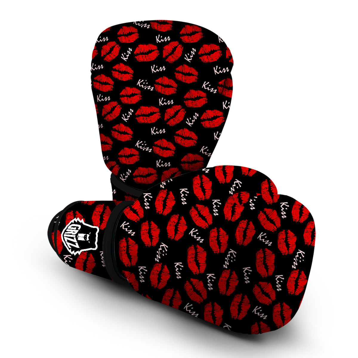 Red Lips Kiss Pattern Print Boxing Gloves-grizzshop