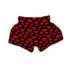 Red Lips Kiss Print Pattern Muay Thai Boxing Shorts-grizzshop