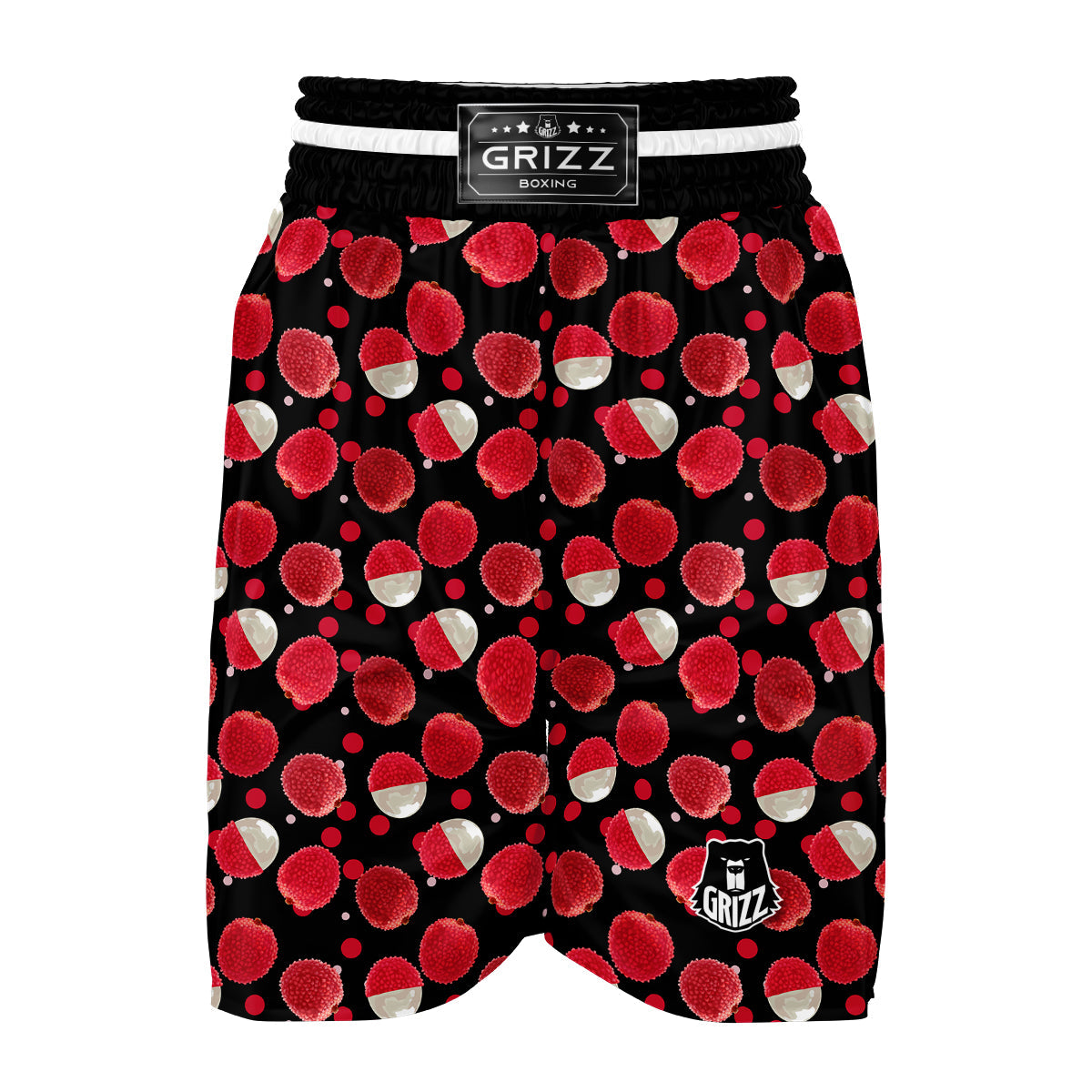 Red Lychee And Black Print Pattern Boxing Shorts-grizzshop