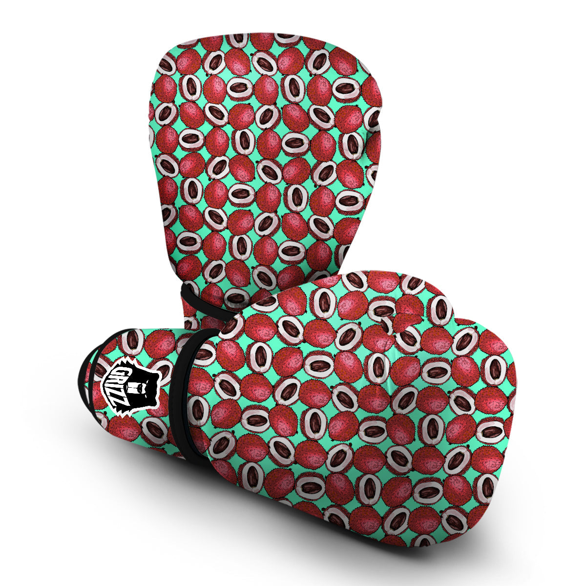 Red Lychee And Blue Print Pattern Boxing Gloves-grizzshop