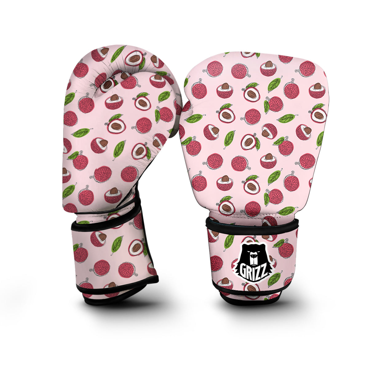 Red Lychee And Pink Print Pattern Boxing Gloves-grizzshop