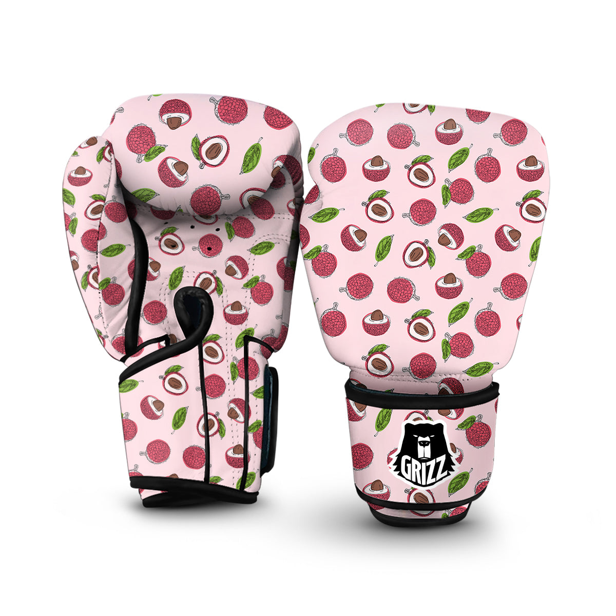 Red Lychee And Pink Print Pattern Boxing Gloves-grizzshop