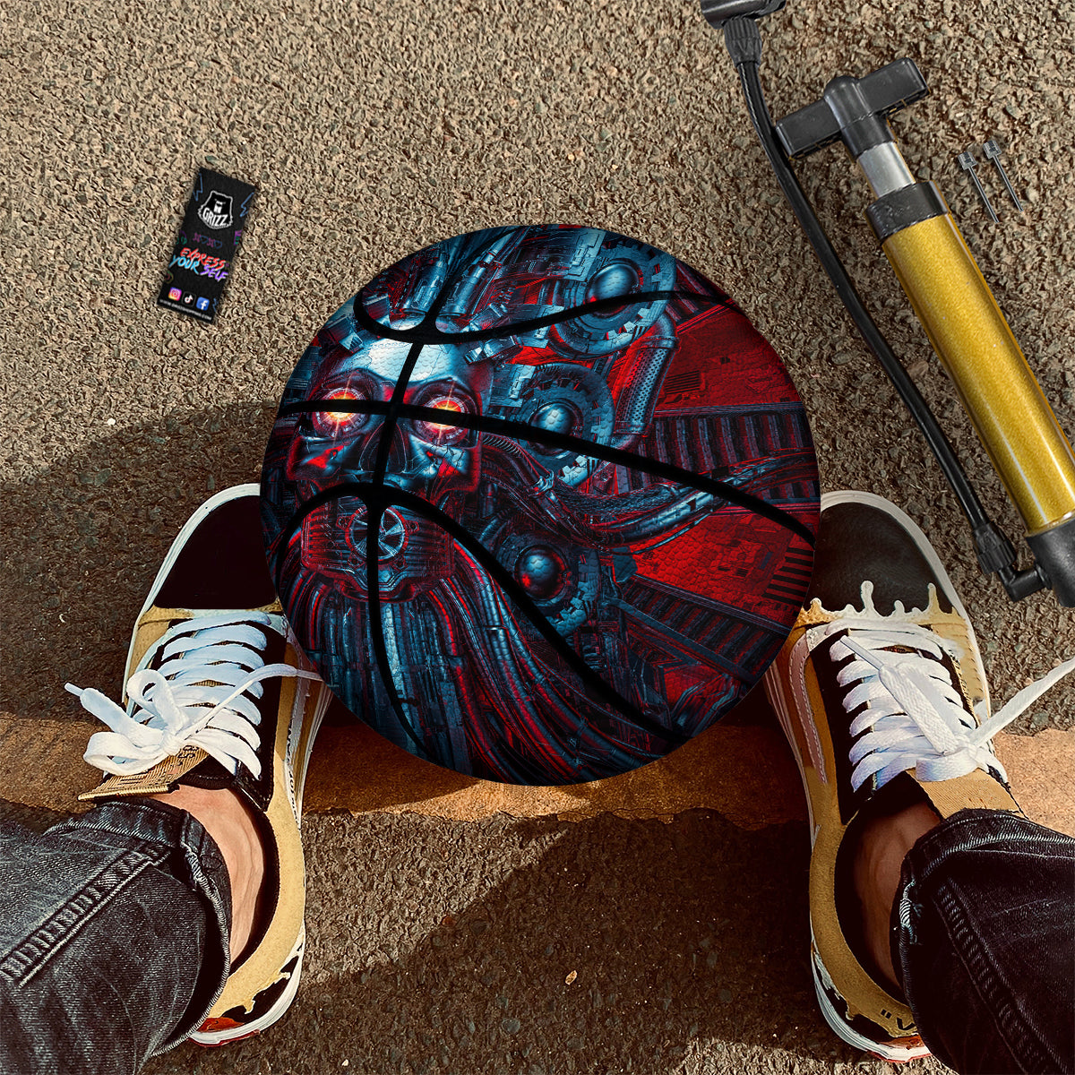 Red Machine Robot Print Basketball-grizzshop