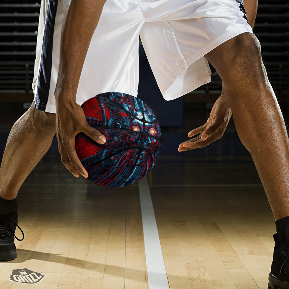 Red Machine Robot Print Basketball-grizzshop