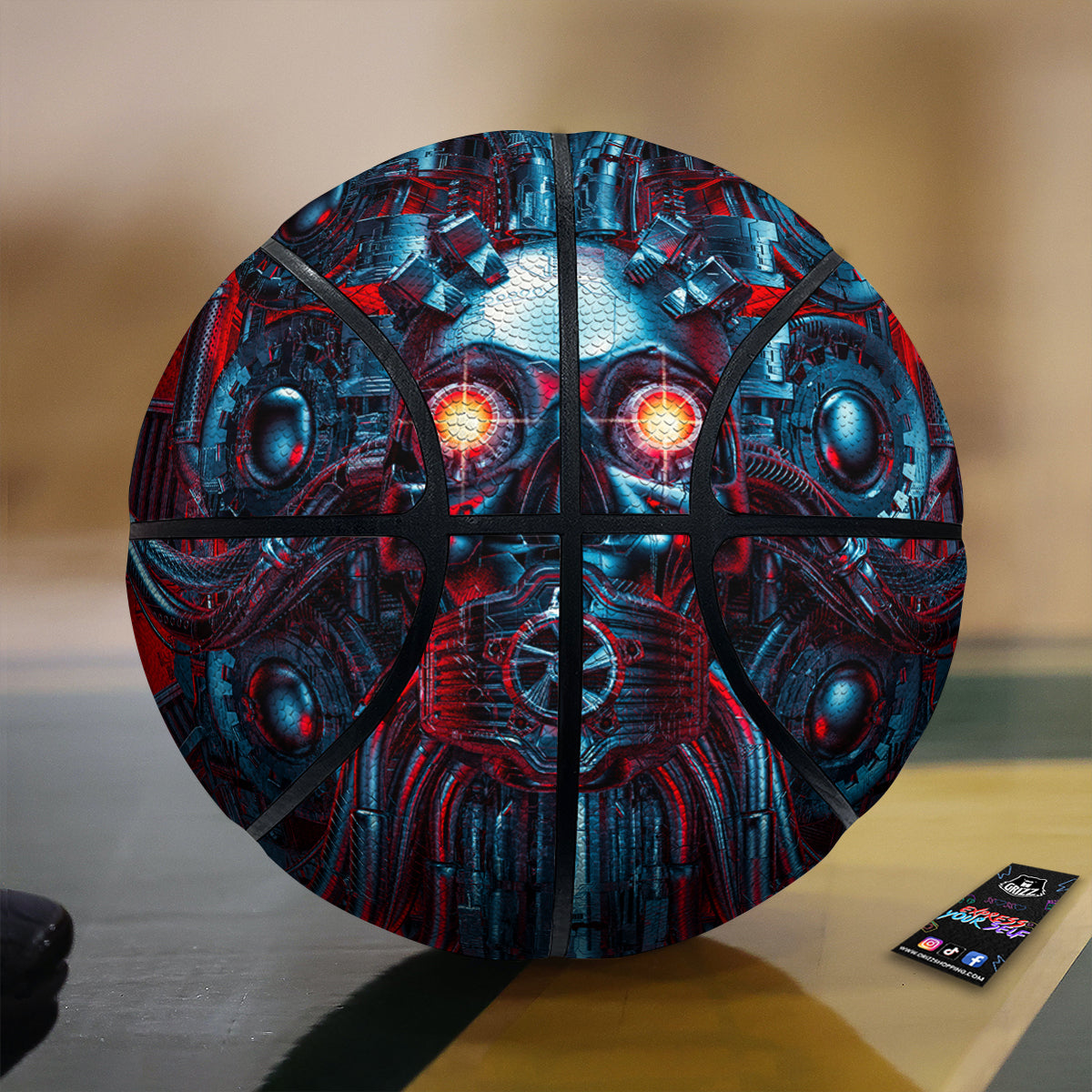 Red Machine Robot Print Basketball-grizzshop
